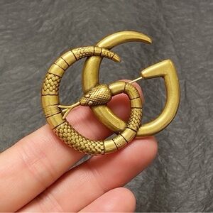 Authentic Gucci GG Snake Brooch 🐍 Antiqued Gold Edition